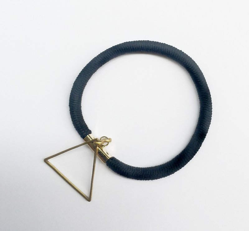 Sienna elastic black hair band hair ring black bracelet - เครื่องประดับผม - โลหะ สีทอง