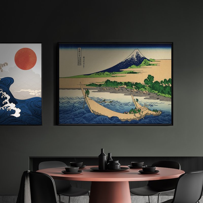 東海道江尻田子浦略圖 - 日本文化掛畫/居酒屋裝飾/浮世繪畫作 - 海報/掛畫/掛布 - 其他材質 多色