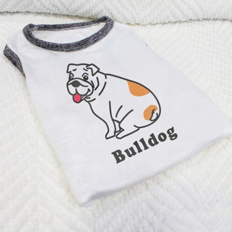 [毛孩姓名訂做款] 英國鬥牛犬 English Bulldog 反光衣(毛孩款) - 寵物衣服 - 棉．麻 白色
