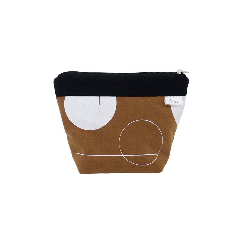 Large standing pouch - Brown - กระเป๋าเครื่องสำอาง - ผ้าฝ้าย/ผ้าลินิน สีนำ้ตาล