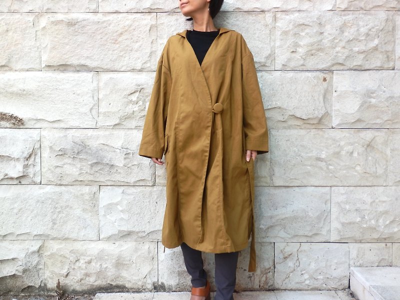 Cotton canvas Half coat / mustard yellow - Women's Casual & Functional Jackets - Cotton & Hemp Brown