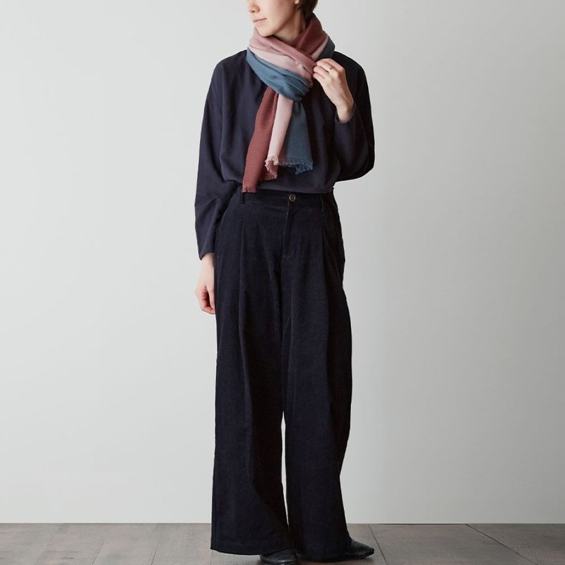 三色喀什米爾圍巾-酒紅色(數量有限 售完為止) - 圍巾/披肩 - 羊毛 紫色