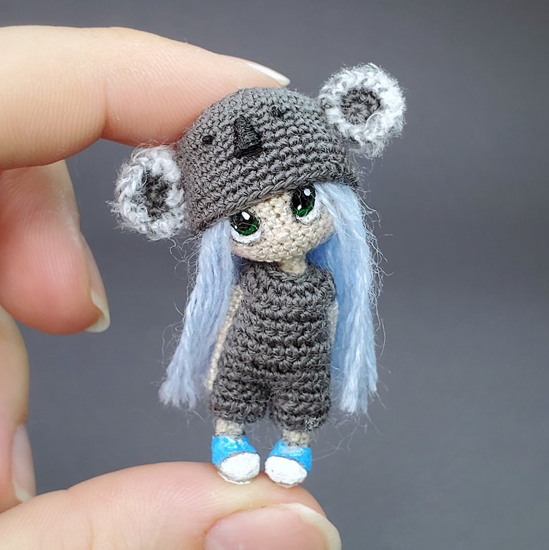 Miniature crocheted doll. Dollhouse miniature. Custom doll. Microtoysby