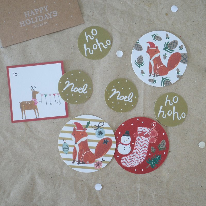 Christmas sticker set-fox - สติกเกอร์ - กระดาษ สีแดง