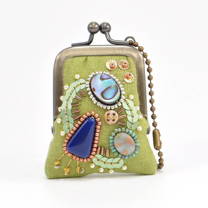 tiny purse for rings and pill,coins,accessories,bag charm purse green purse 57 - กระเป๋าเครื่องสำอาง - ผ้าฝ้าย/ผ้าลินิน สีเขียว
