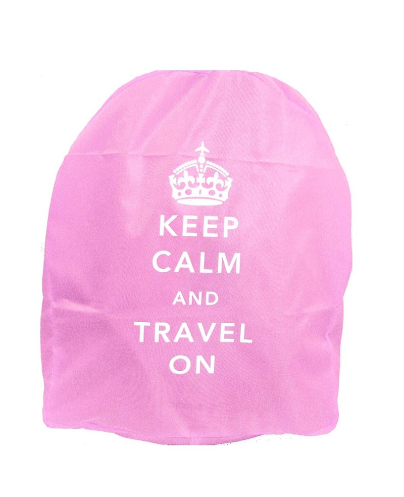 Keep Calm & Travel On Neon Backpack Cover - Pink - Luggage & Luggage Covers - Waterproof Material Pink