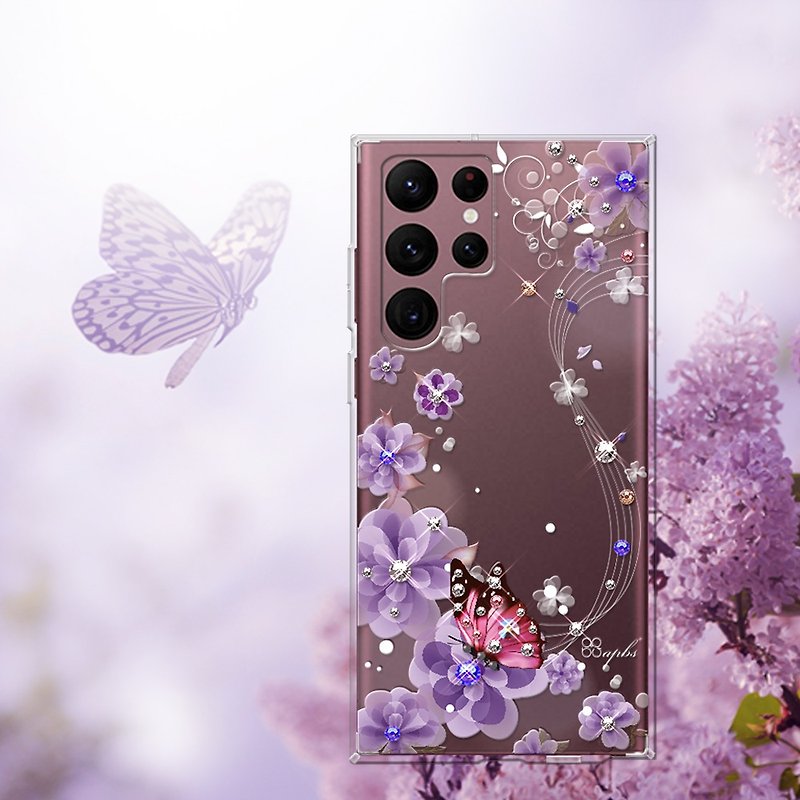 Samsung Galaxy S22 Full Series Crystal Color Diamond Shockproof Double Material Phone Case - Love Butterfly Love - เคส/ซองมือถือ - วัสดุอื่นๆ หลากหลายสี