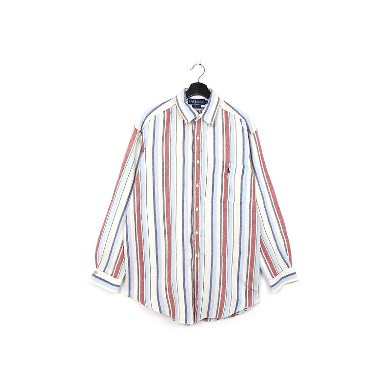 Back to Green:: striped shirt Polo Ralph Lauren //vintage shirt - เสื้อเชิ้ตผู้ชาย - ผ้าฝ้าย/ผ้าลินิน 