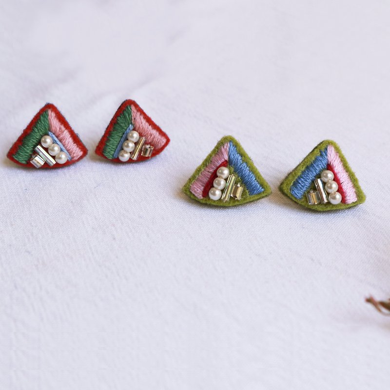 | Triangle Collection | Hand Embroidered Earrings