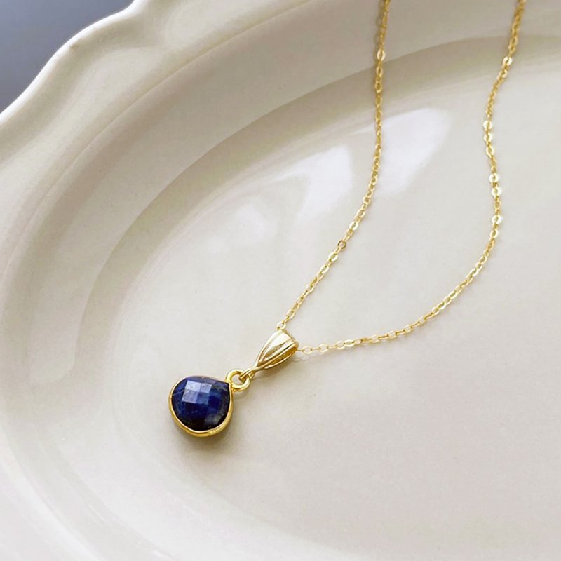 [2WAY] Lapis lazuli marron cut necklace /14KGF - Necklaces - Semi-Precious Stones Blue