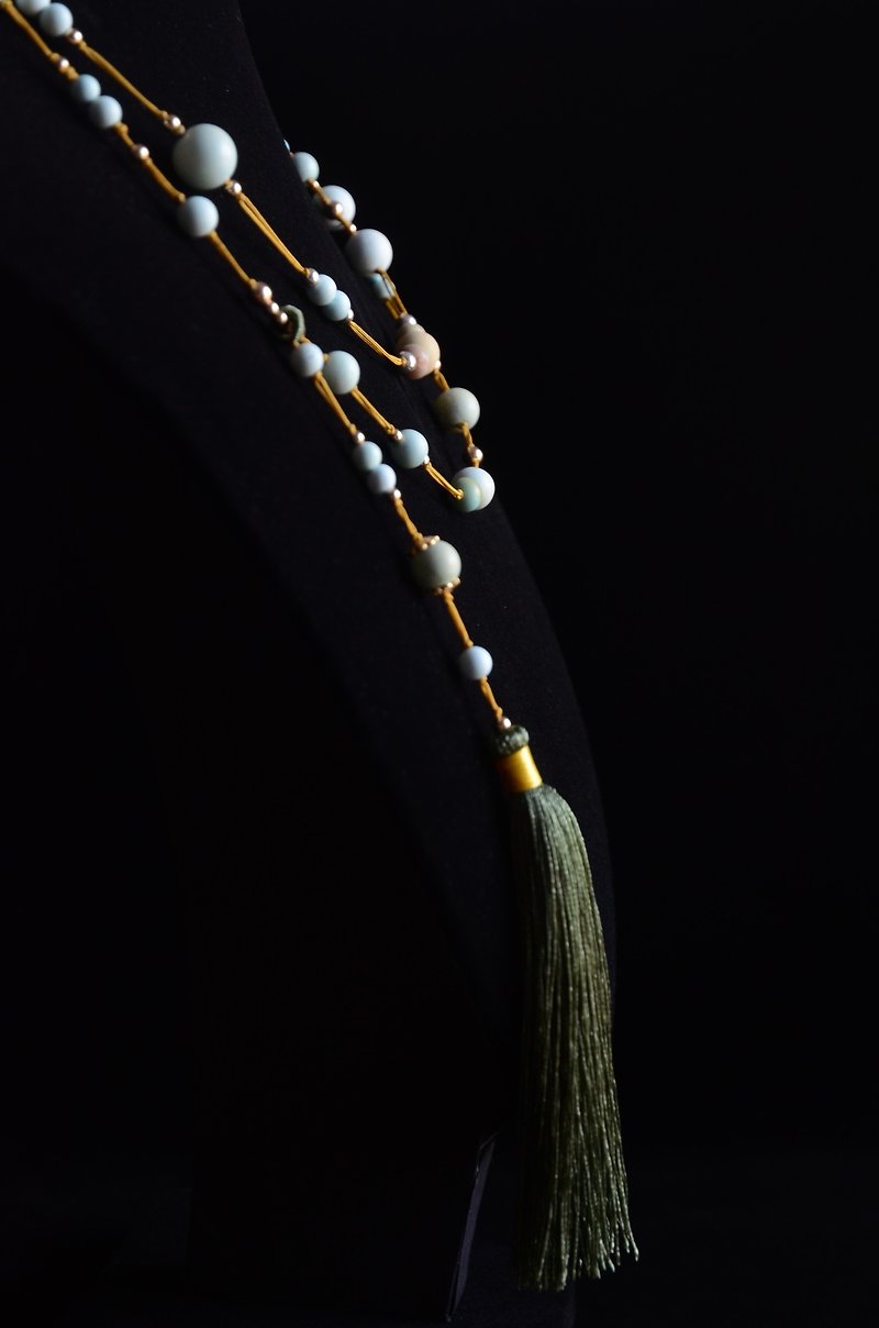 Summer turquoise tassel necklace - สร้อยคอ - เครื่องเพชรพลอย 