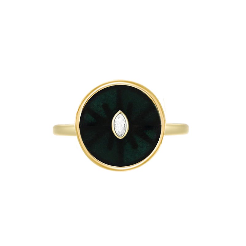 Natural Ink Jade Future Diamond Ring - แหวนทั่วไป - หยก สีทอง