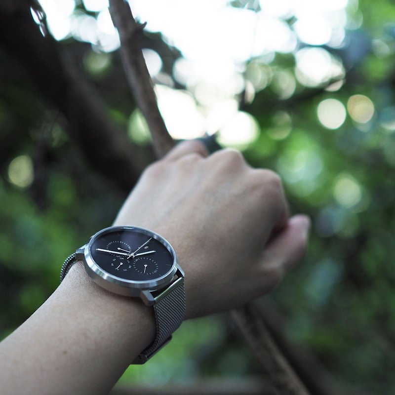Minimal Watches : MONOCHROME CLASSIC - ONYX/MESH  (Silver) - 女裝錶 - 不鏽鋼 銀色