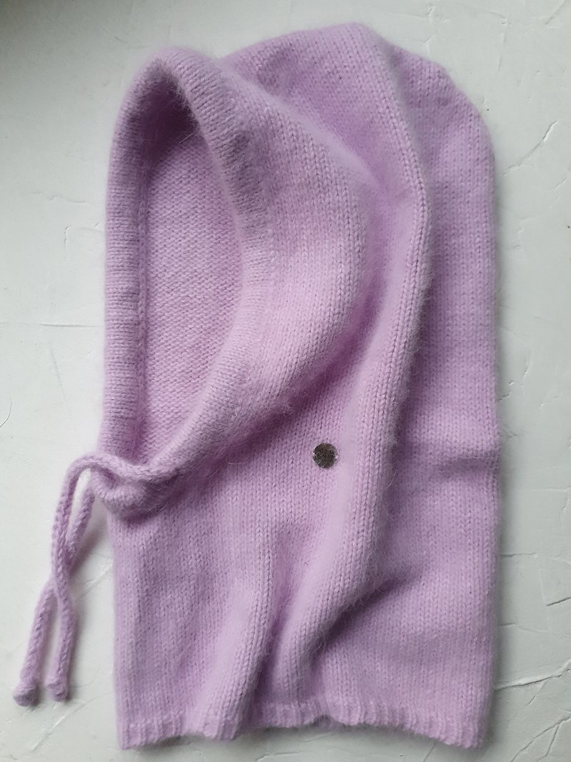 Angora knitted hood. violet knitted balaclava - Hats & Caps - Wool Purple