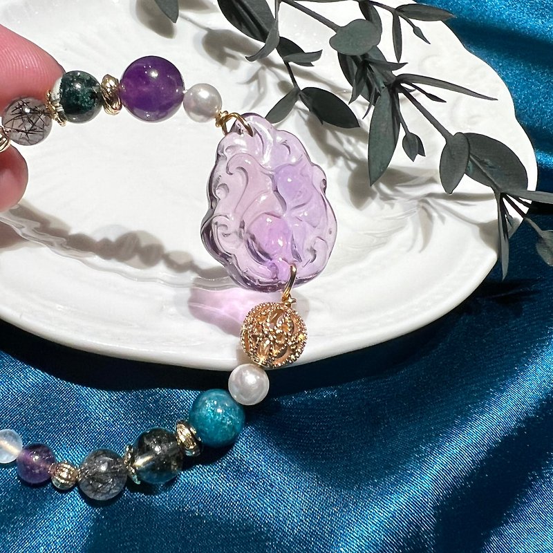 carina accessories nine-tailed fox crystal bracelet amethyst aquamarine lapis lazuli customized - Bracelets - Crystal Multicolor