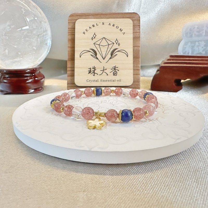 花夢之歌 草莓晶・蘇打石・白水晶手鍊 雙魚座星座設計 - 手鍊/手環 - 水晶 多色