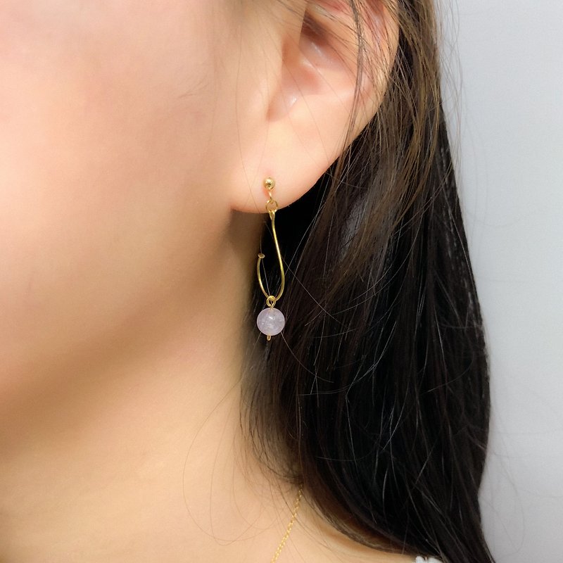 2 colors | Amethyst streamlined earrings - ต่างหู - คริสตัล สีม่วง