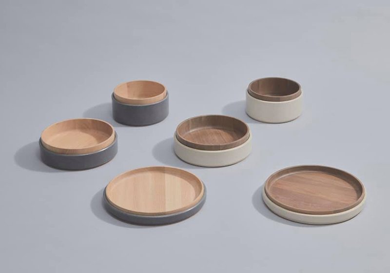 camino RAFAEL minimalist wood imitation Stone ware group bilayer bowl shape with the tray storage tray - อื่นๆ - ไม้ หลากหลายสี