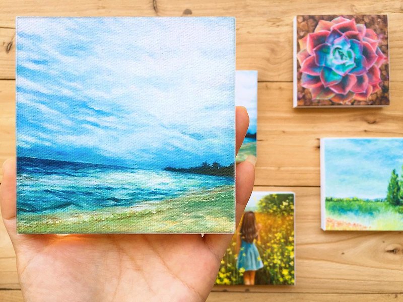 Boracay-Small Canvas Print.Beach Seaside Sunrise.Tiny Landscape Giclée Print. - โปสเตอร์ - ผ้าฝ้าย/ผ้าลินิน 