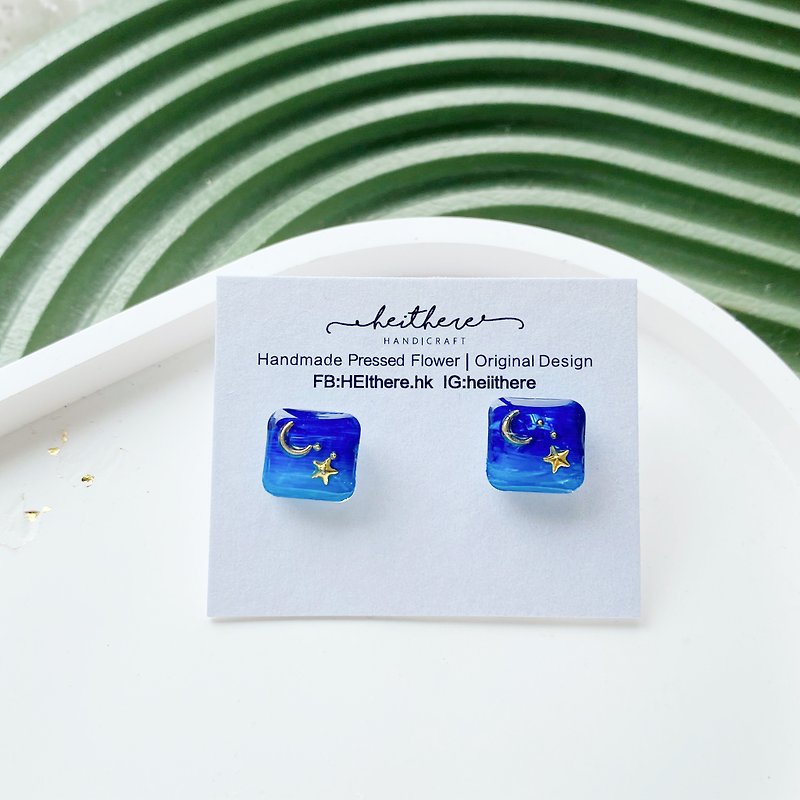 Painted starry night earrings - Earrings & Clip-ons - Pigment Multicolor