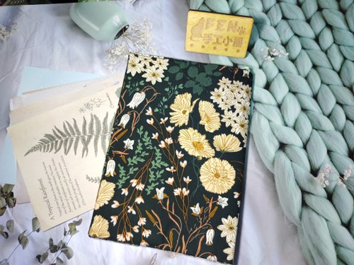 FEN手工小鋪 美國限量布系列-美國AGF荒野花布書套-布書衣-調整式書衣-手冊套