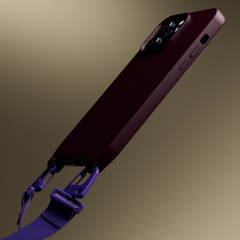 XOUXOU / FARBE掛繩款手機殼-勃根地紫Burgundy - 手機殼/手機套 - 矽膠 紫色