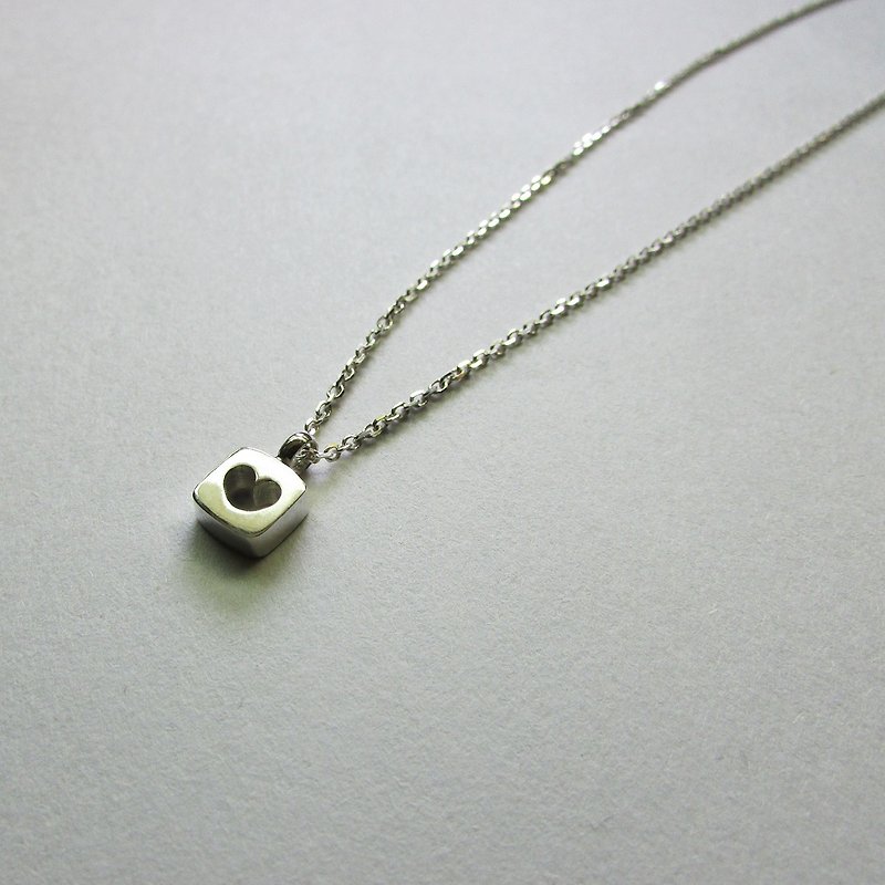 square heart necklace | mittag jewelry | handmade and made in Taiwan - Necklaces - Silver Silver