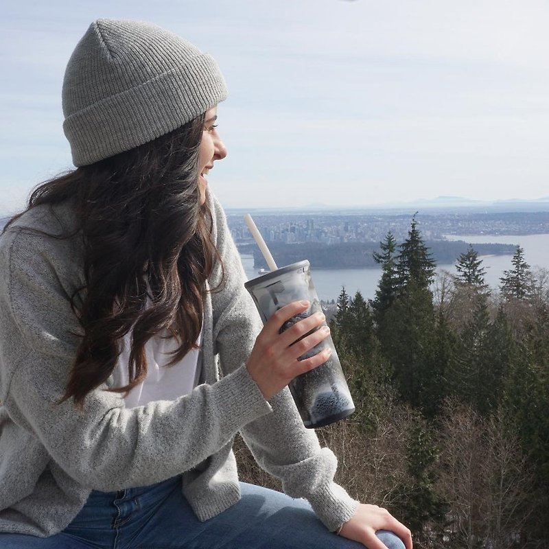 24oz Straw Environmental Cup / Ice Dam Cup - Walking in the Sea of Clouds - Pitchers - Silicone Gray