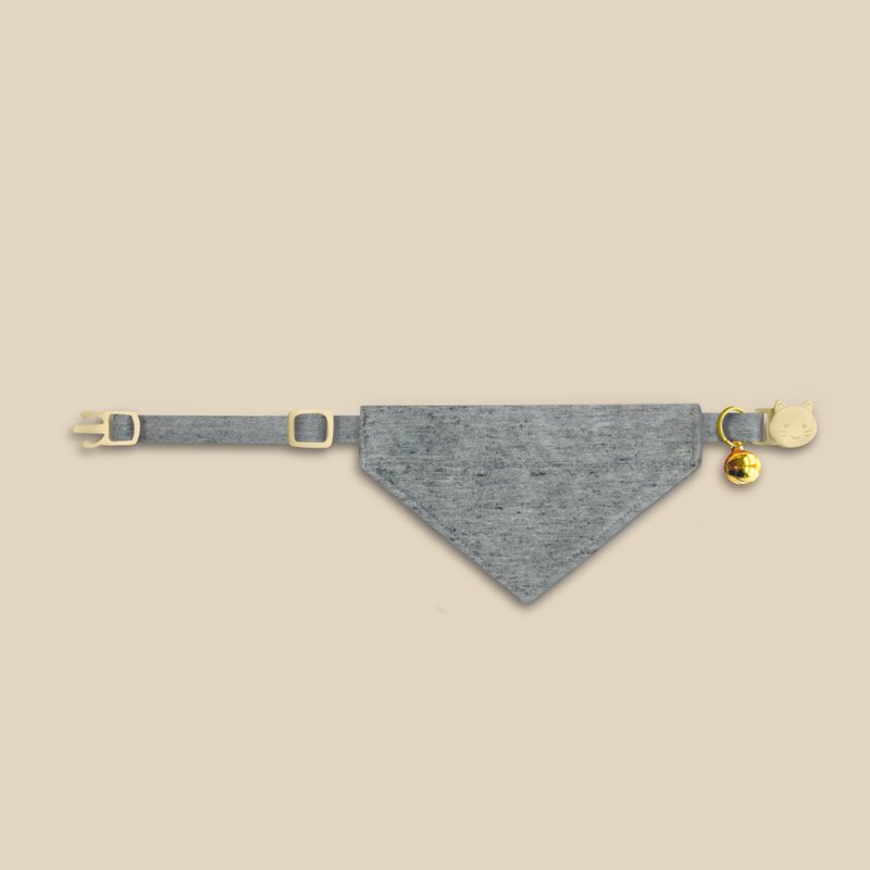 簡約手工定制貓項圈NewLife Grey Bandana Breakaway Cat Collar - 項圈/牽繩 - 棉．麻 灰色