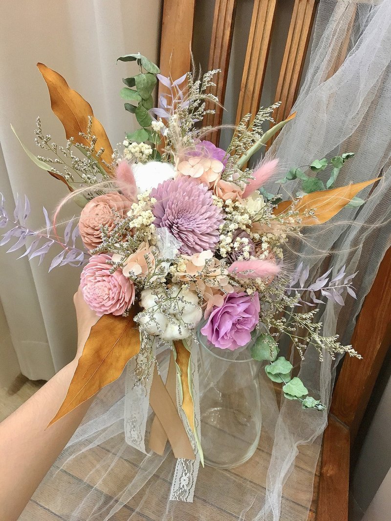 捧花【100次的浪漫】結婚捧花 乾燥花束 花束 求婚捧花 新娘捧花 - 乾燥花/永生花 - 植物．花 