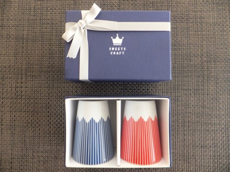 Mt.FUJI MOTIF CUP(HL)  SET OF 2 pcs.(ORIGINAL GIFT BOX)　　YOU CAN SELECT 2 COLORS - แก้ว - เครื่องลายคราม หลากหลายสี