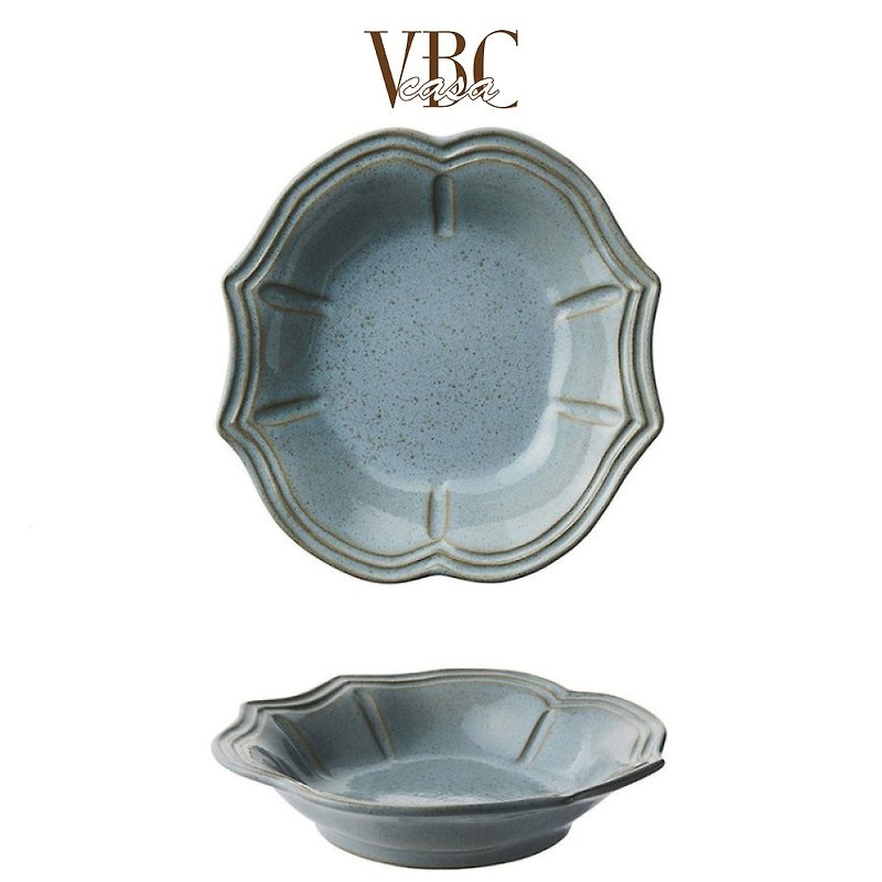 義大利 VBC casa │ 巴洛克系列 24 cm 湯盤 / 迷霧藍 - 盤子/餐盤 - 陶 藍色