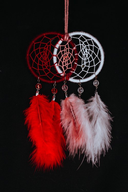 Mr.SkullyPop 純手工捕夢網 Handmade Dreamcatcher-【混色(紅白粉)】