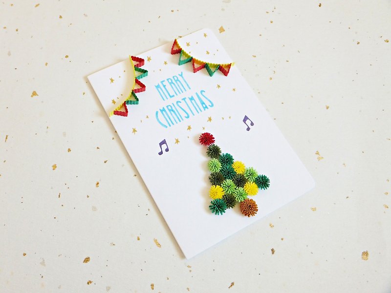 手作りのロール紙カード-お祝いのクリスマスツリークリスマスカードグラデーショングリーン - カード・はがき - 紙 グリーン