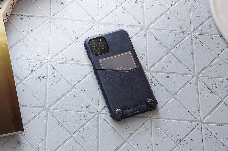 iPhone 11 Pro 經典系列極簡款手機皮套 - 海軍藍 - 手機殼/手機套 - 真皮 藍色
