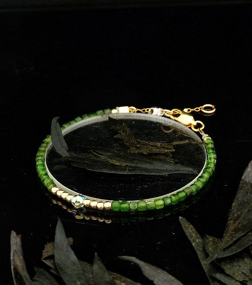 BNA Jewelry 日本 Cenfill 鋼絲 2.5mm 綠透輝 14KGF Swarovski 水晶手鍊