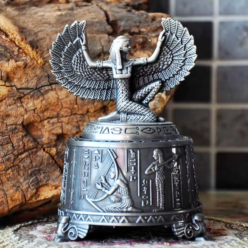 Peripherals丨Egyptian Isis Music Box丨Home Decorations Office Decorations Crafts Birthday Gifts - Items for Display - Other Metals Silver