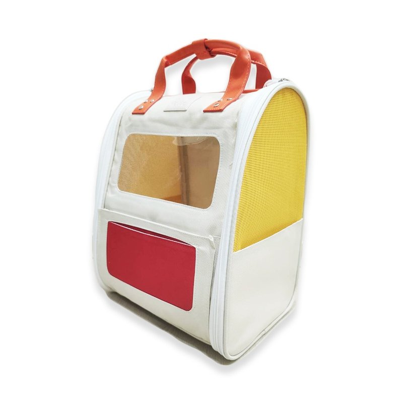 Safety/Ventilation/Lightweight | Pet Backpack (Little Puff)-Cherry Custard Pawsholic Paw Fans - Pet Carriers - Polyester 