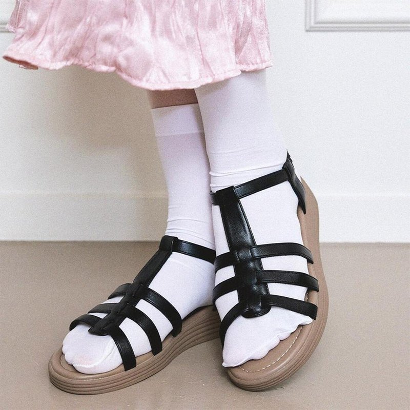 PRE-ORDER SPUR Diosa Flatform Sandal US9007 BLACK - รองเท้าหนังผู้หญิง - วัสดุอื่นๆ 