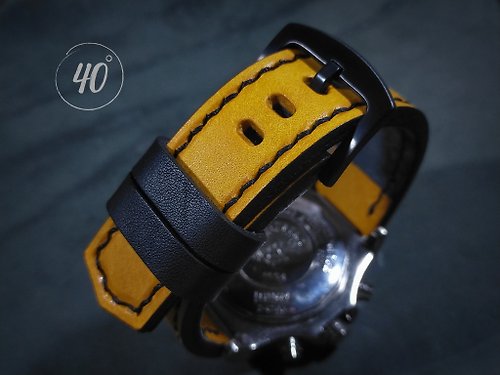 40degreeshandcraft Pueblo Leather watch strap, Yellow leather watch strap, Handmade watch strap
