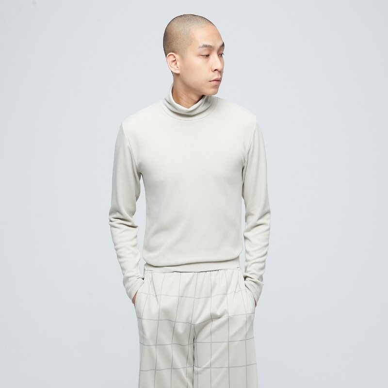 Reboot-Simple Turtleneck Top (Unisex)-Grey Willow - Men's T-Shirts & Tops - Polyester Gray