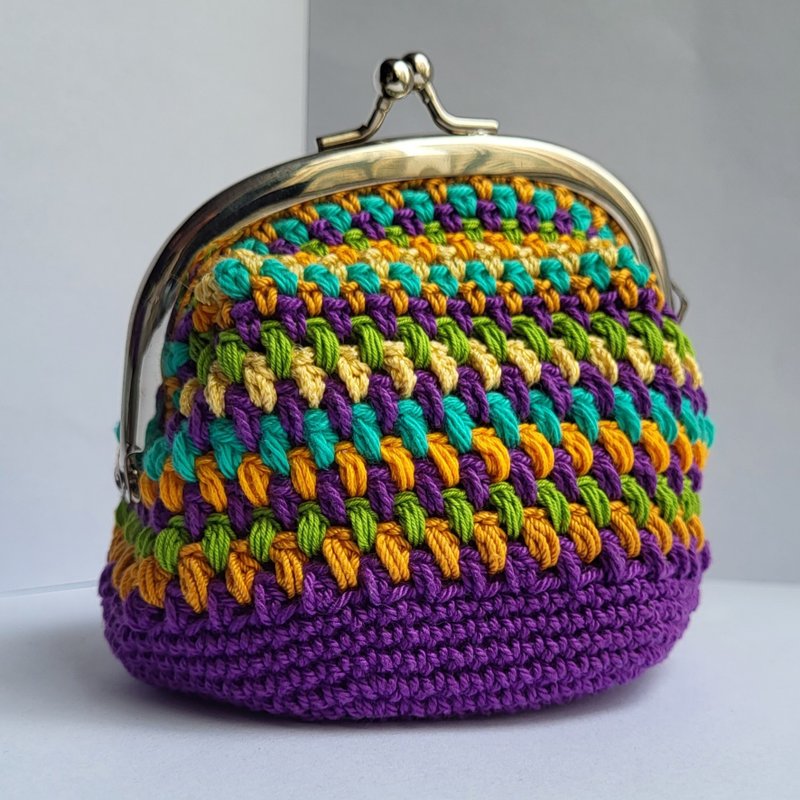 Handmade Crochet Clasp Purse - Coin Purses - Cotton & Hemp Multicolor