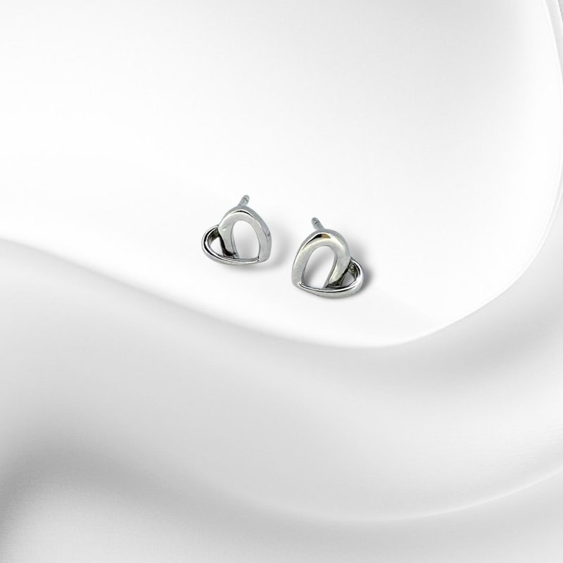 925 sterling silver | Curved Heart_earrings - ต่างหู - เครื่องประดับ 