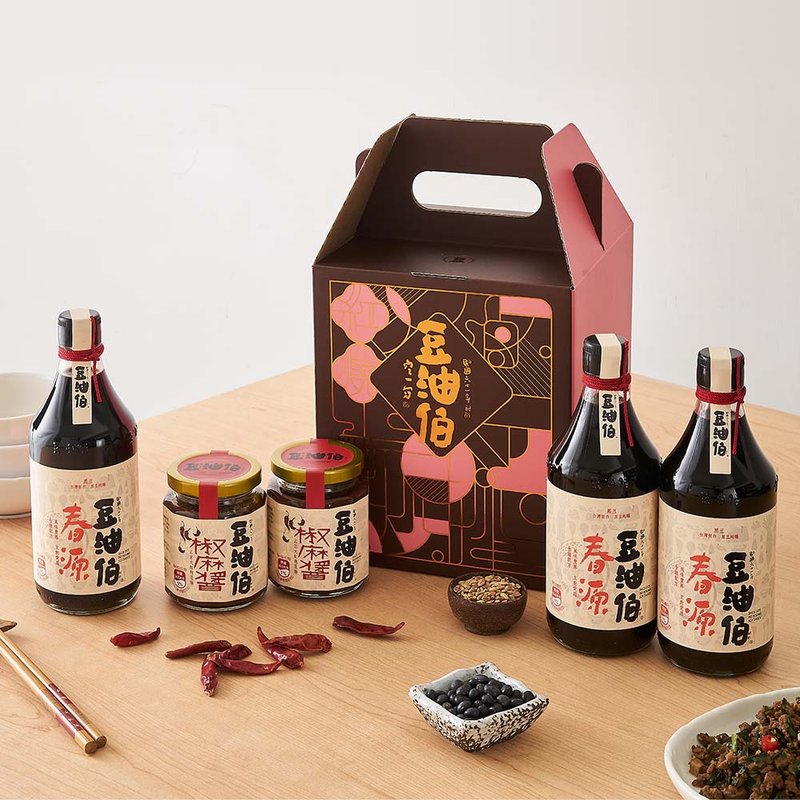 [Free transport group] [Soybean Oil Bo] Chunxiang soy sauce sauce gift box set (the gift box is random and does not choose the color) - เครื่องปรุงรส - แก้ว 