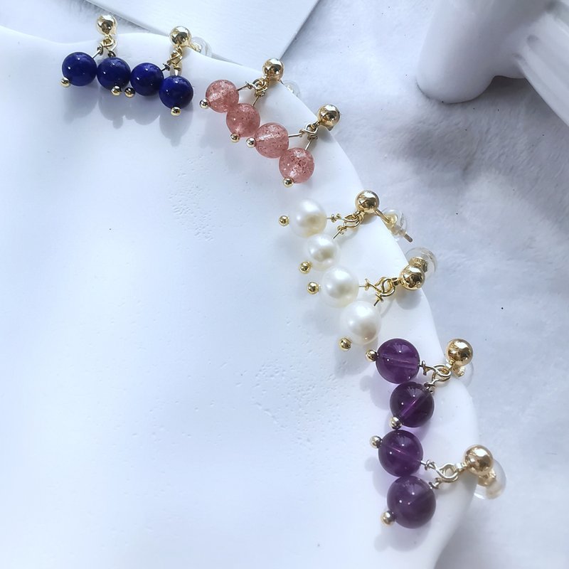 Crystal Gemstone Earrings - ต่างหู - คริสตัล หลากหลายสี