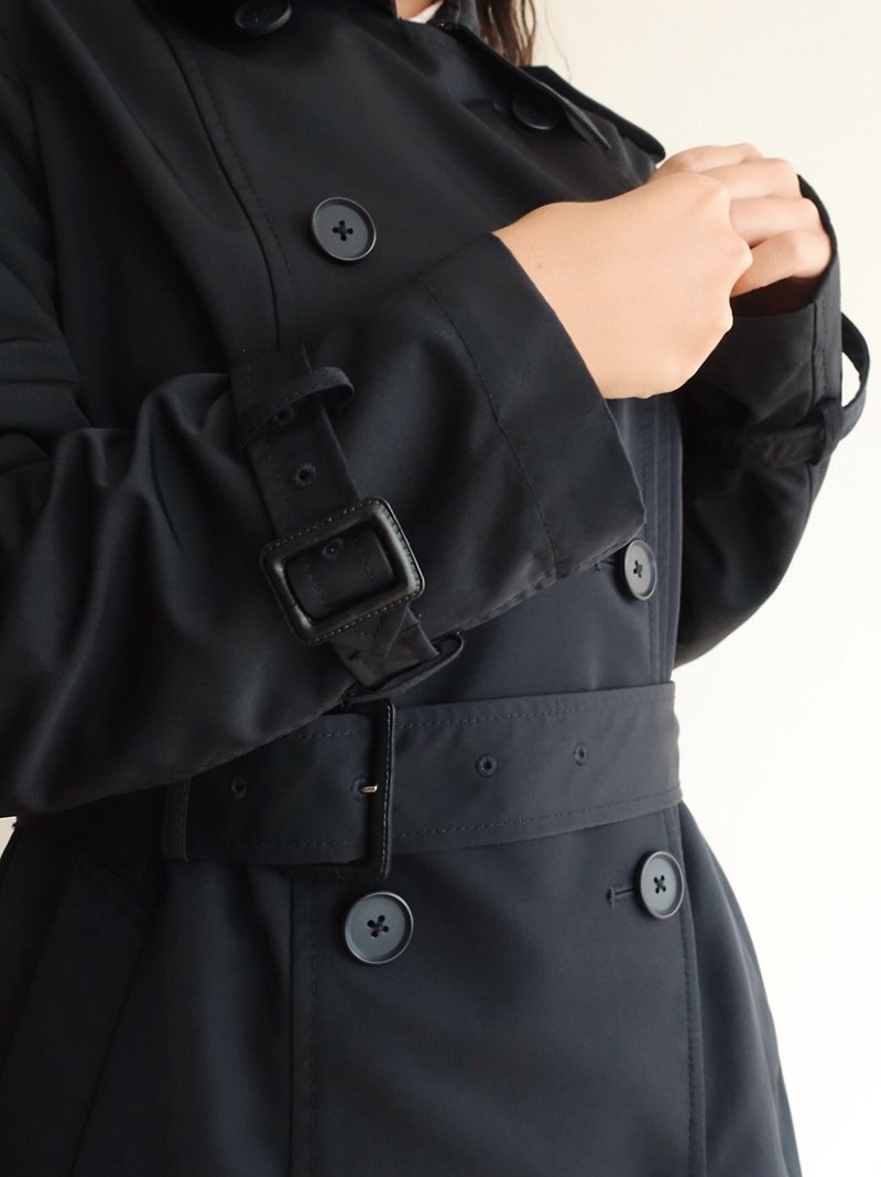 Vintage trench coat / no.23 tk - เสื้อสูท/เสื้อคลุมยาว - เส้นใยสังเคราะห์ สีดำ