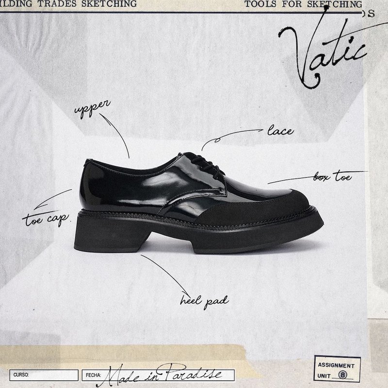 VATIC POLISHED DERBY SHOES BLACK / SKATE 45mm增高厚底皮鞋 - 其他女皮鞋 - 真皮 黑色
