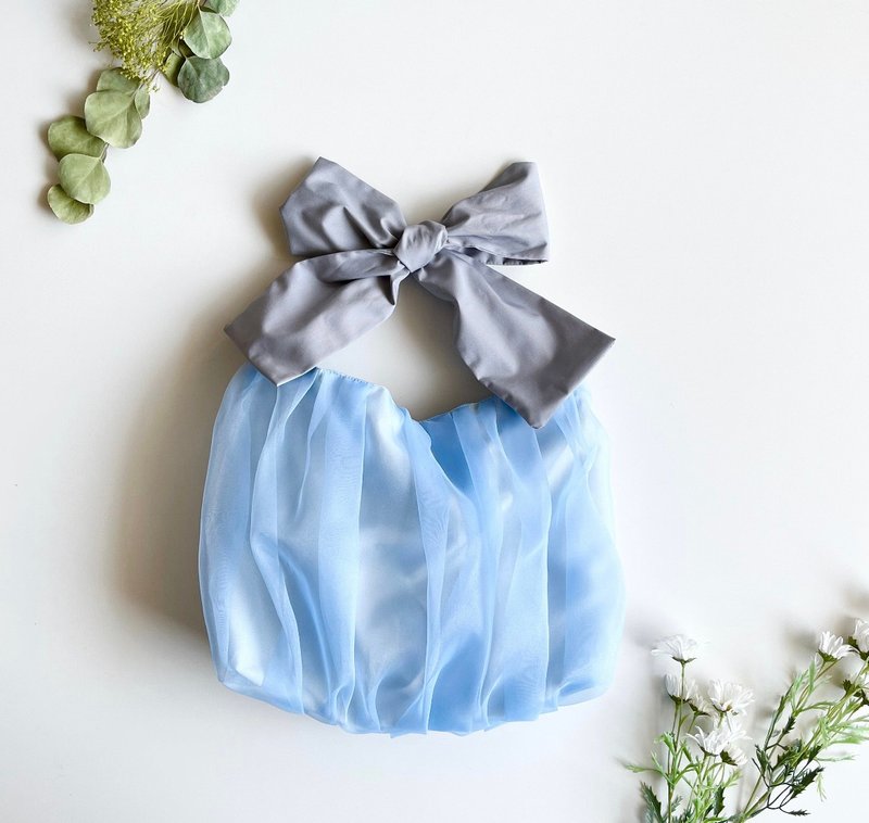 受注生産 3way  ribbon tote bag  paleblue - 手提包/手提袋 - 其他人造纖維 藍色
