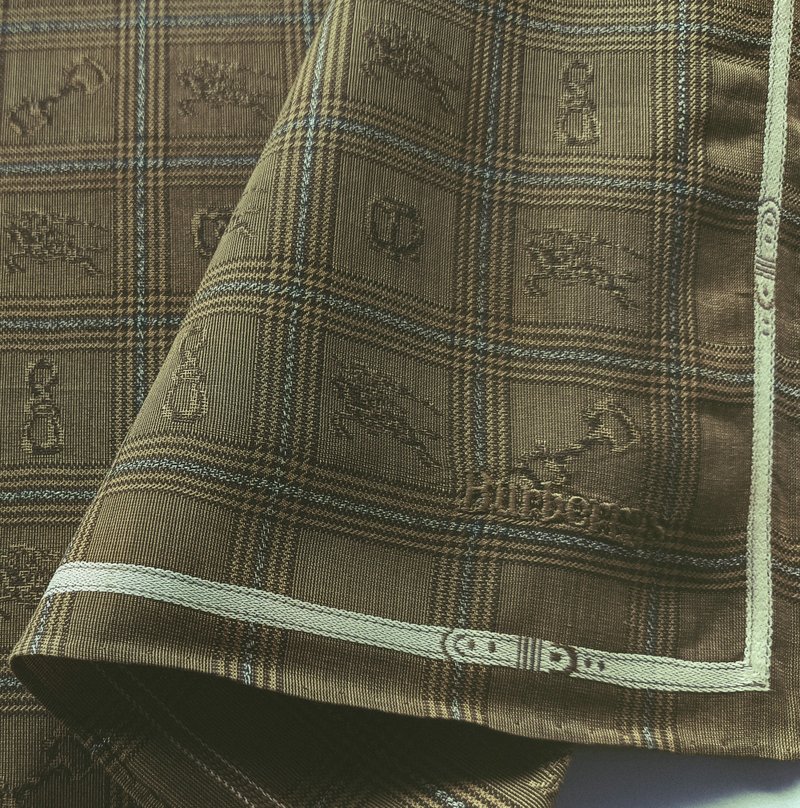 Burberry Vintage Handkerchief – Equestrian Motif - Plaid Fabric 19 x 18.5 inches - 手帕 - 棉．麻 
