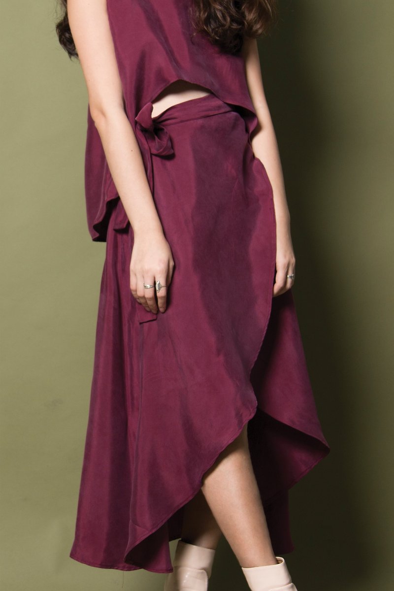 Candice深紫色绑带裙 - 裙子/長裙 - 其他材質 紫色